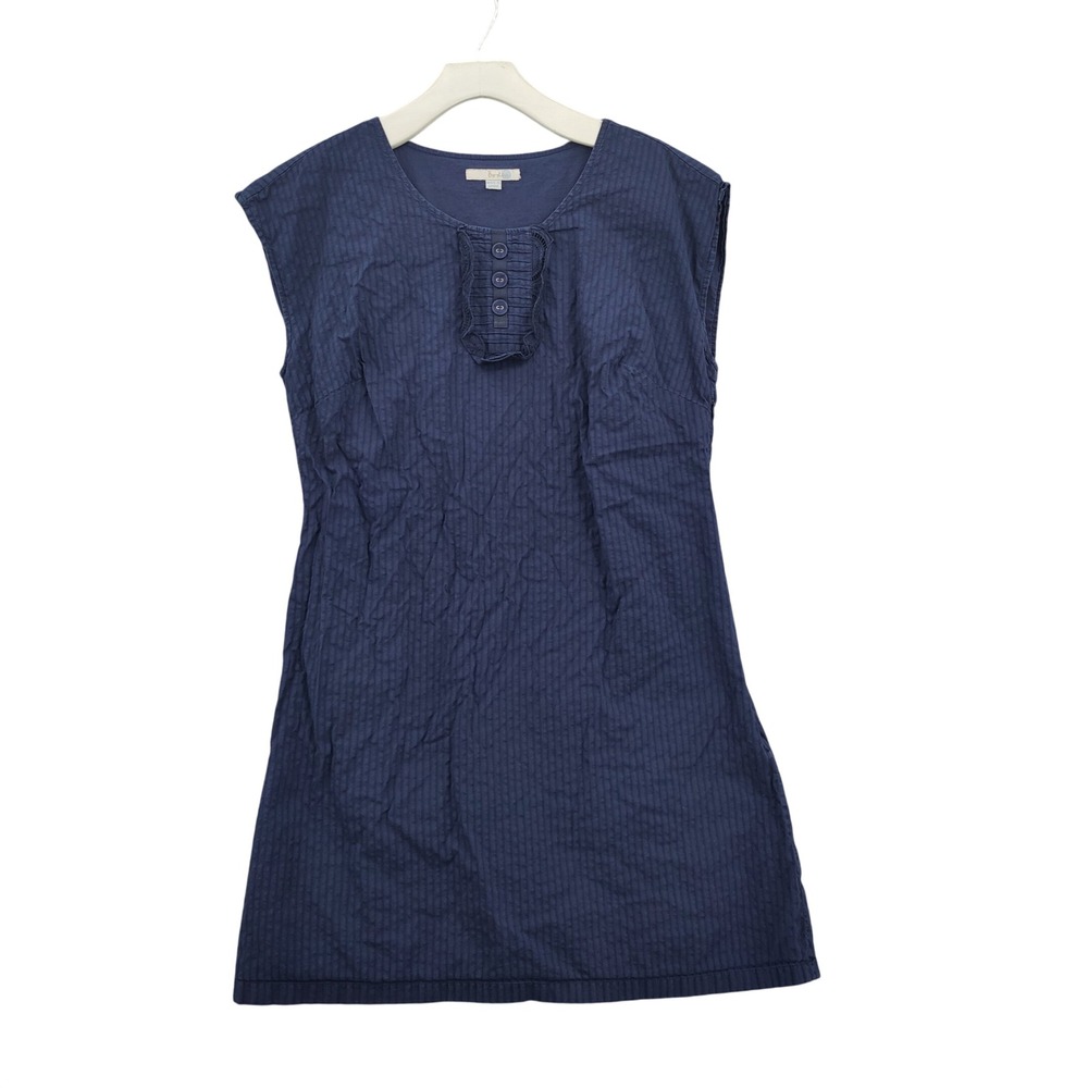 Boden Womens Coastal Preppy Nautical Shift Dress M‎ Navy Striped Ruffle Cotton